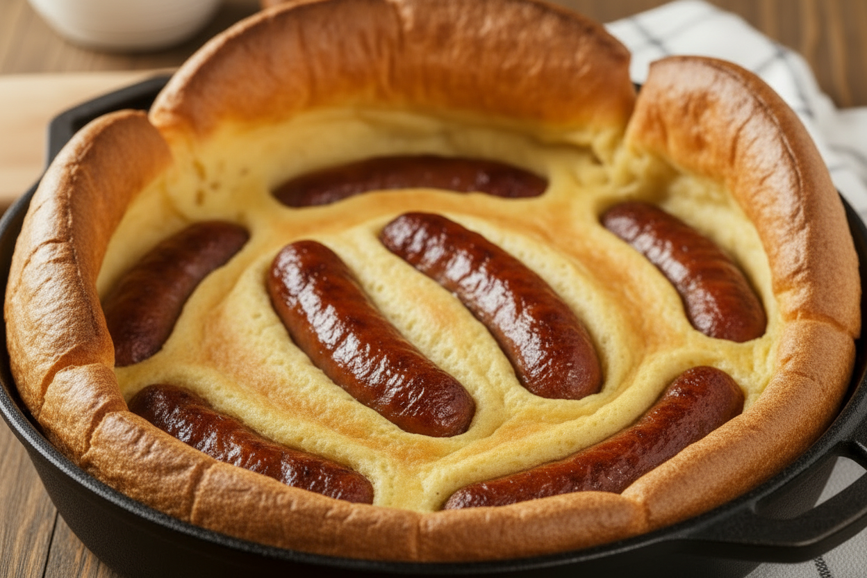 add two more sausage in the middle, and make it slightly more risen at the sides please